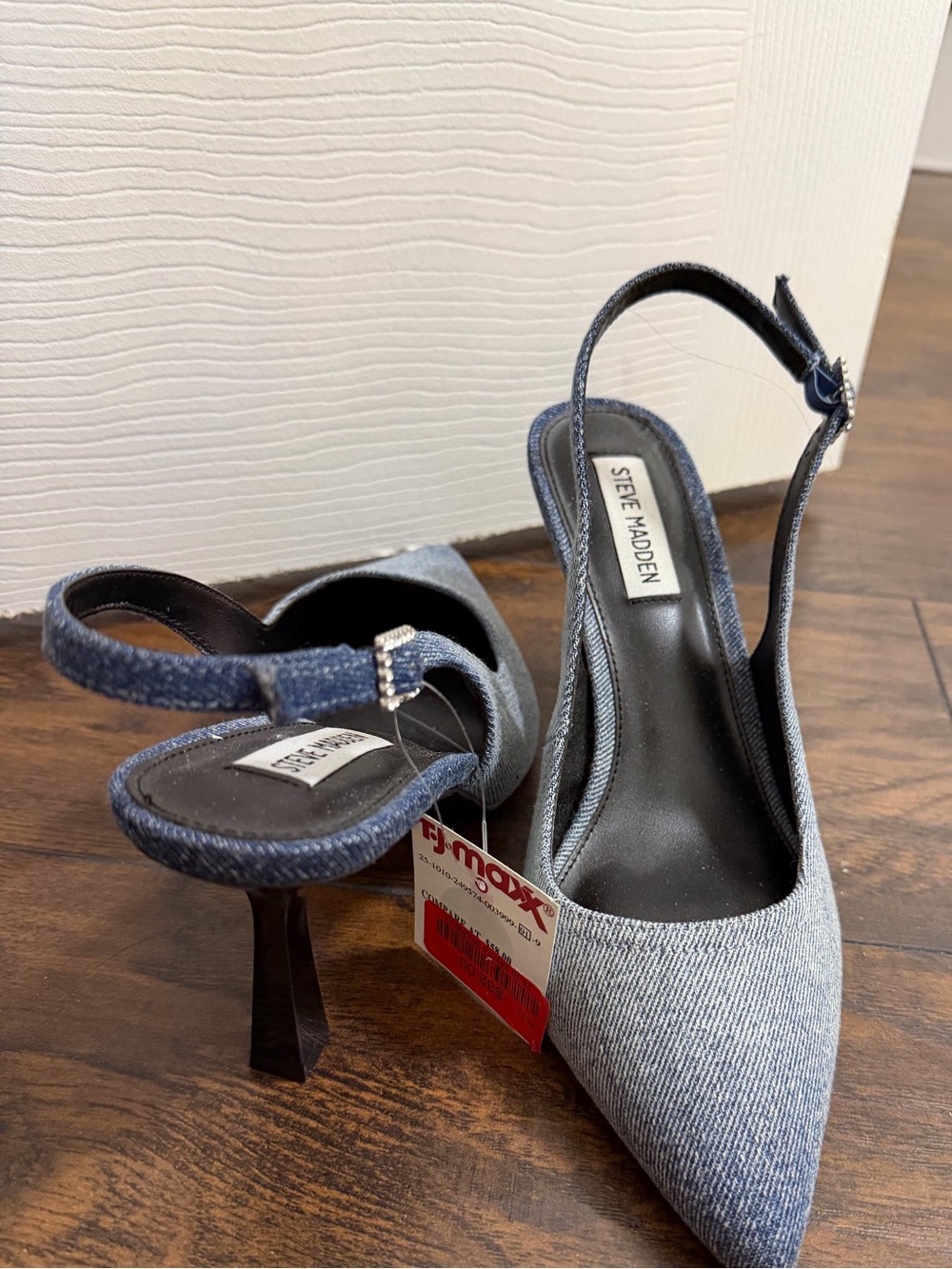 Steve Madden Denim Pointed Slingback Heels - Light Blue